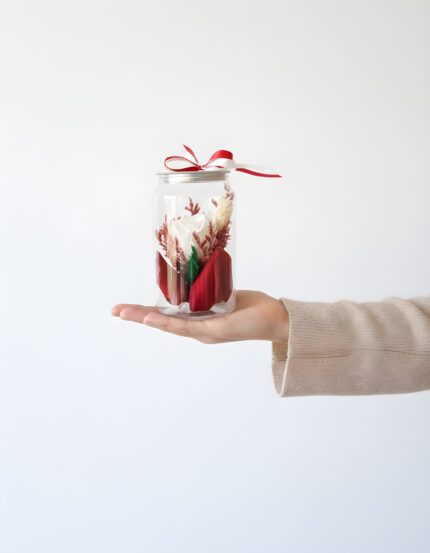 Trandafir criogenat alb în doză elegantă – 12 cm