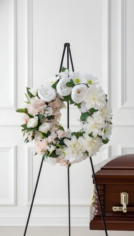 Coroană Funerară Artificială Premium „White Grace”